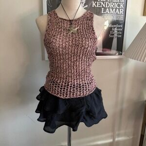 y2k pink and black crochet tank top ASOS Collusion